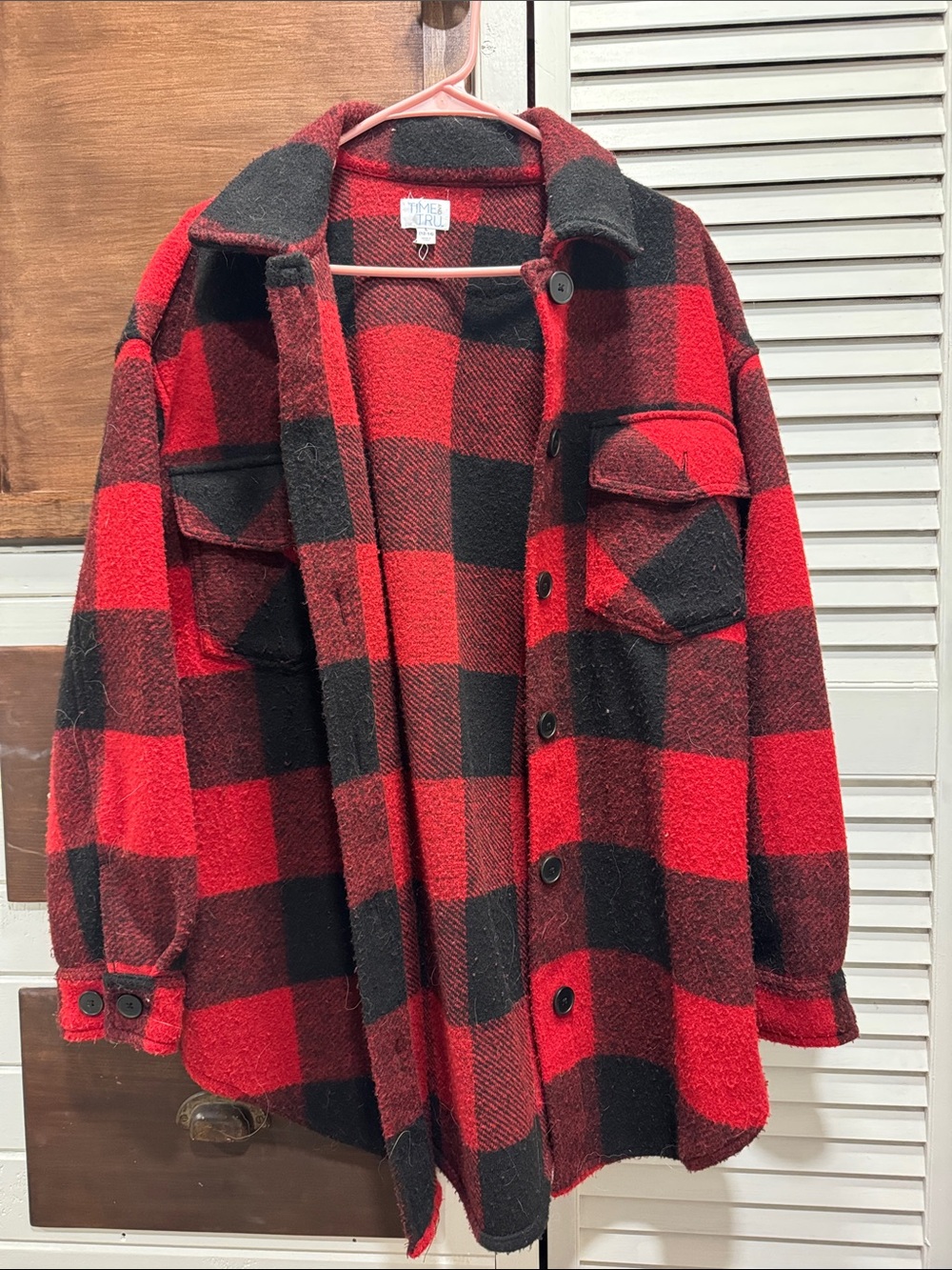 Time and Tru Red and Black Buffalo Check Shacket